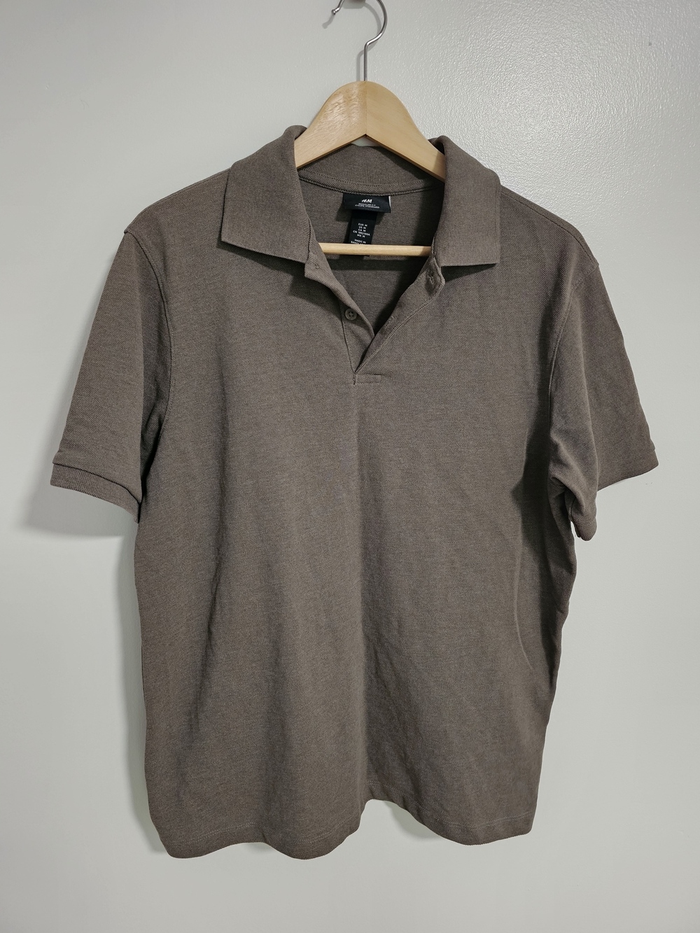 H&M Men's Polo Shirt Taupe Brown Size M